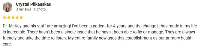 A 5-star Google review of Sandhills Alternative Healthcare siting the use of this clinic as a primary care provider